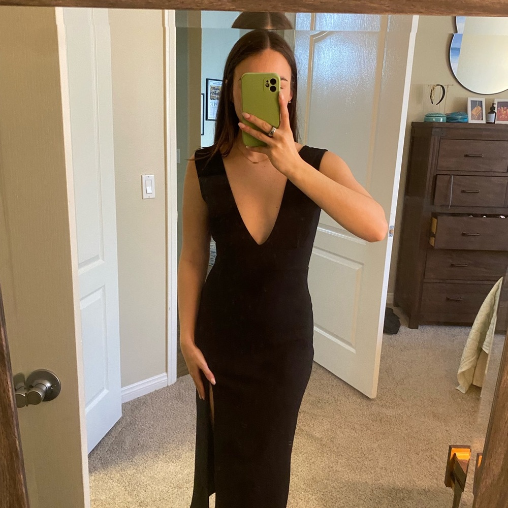 Nasty Gal Plunging V-neckline Split Midi Dress